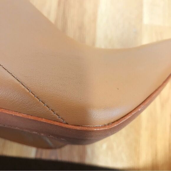 BCBGMAXAZRIA Tan Leather Over The Knee Boot Faux Fur High Block Heel Size 7 - Picture 12 of 16